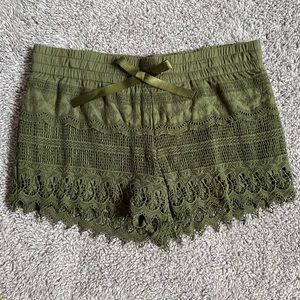 Army Green Lace Shorts